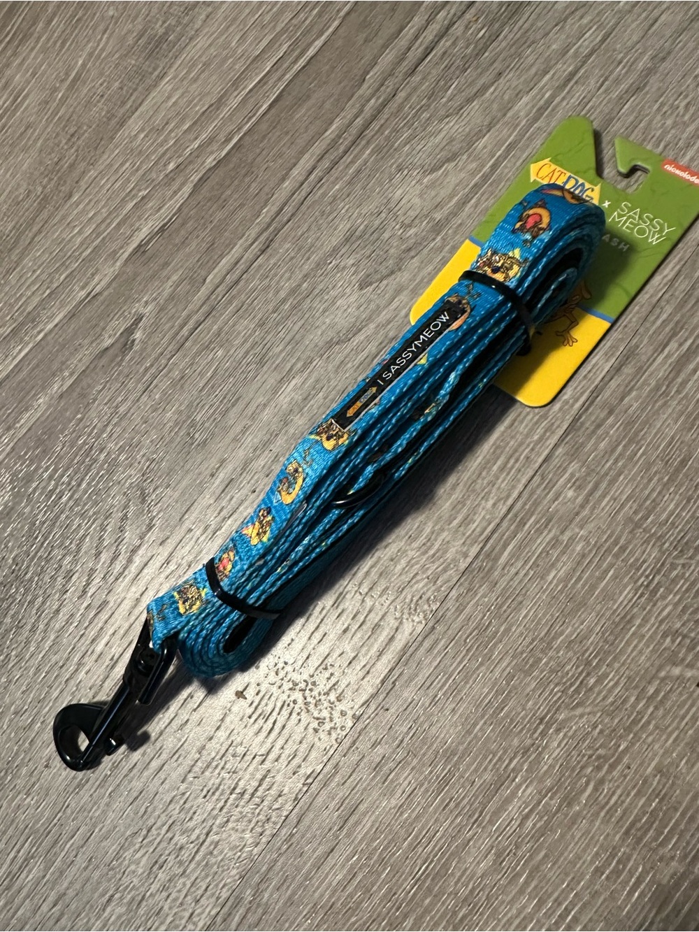 Sassy Meow Blue Cat Leash with Playful Pattern